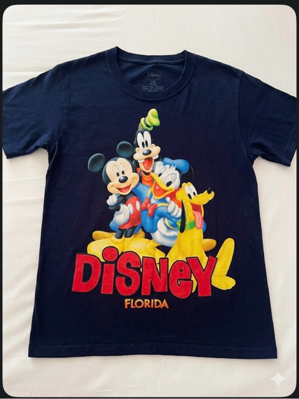 Disney Parks Youth Large 10/12 Mickey & Friends Navy Tee